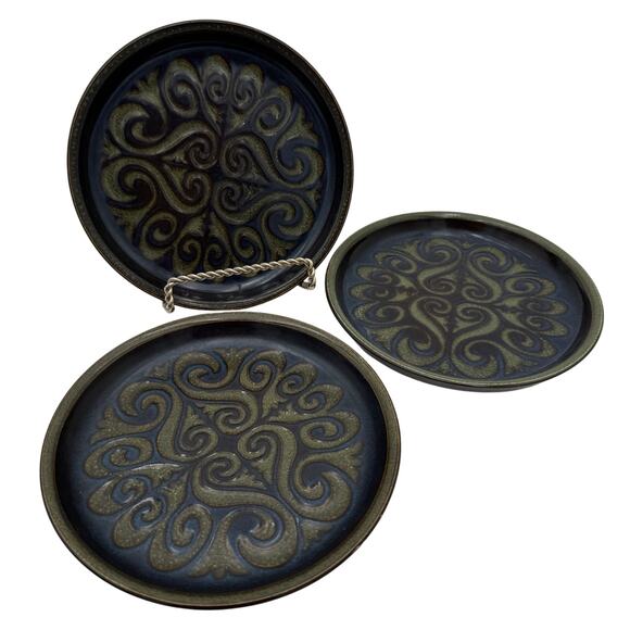 Vintage Denby-Langley Bread & Butter Plates in Bukara Stoneware Set of 3 - Picture 1 of 8